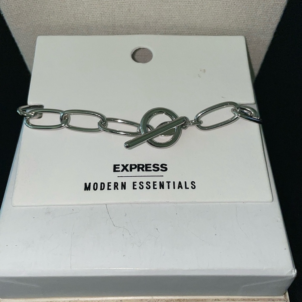 EXPRESS Silvertone Link, toggle clasp bracelet - Picture 3 of 4